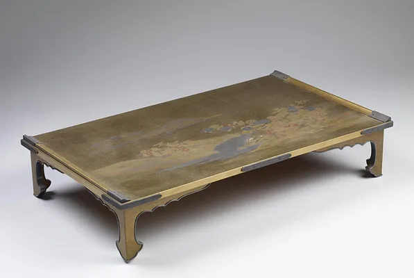 Writing Table (Bundai) with a Brook and Flowers
