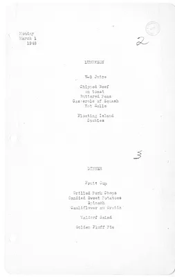White House Luncheon and Dinner Menu