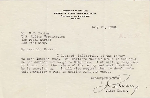 Letters Received to H.H. Barker, July 25, 1930