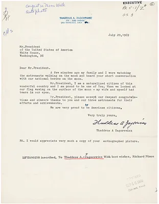 Letter from Thaddeus A. Zagorewicz to President Richard Nixon