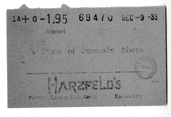 Ticket from Harzfeld's Department Store