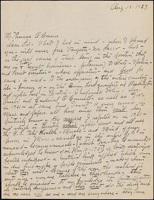 L. Burke autograph letter signed to Thomas O'Connor (Citizens National Committee), August 18, 1927