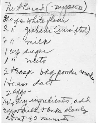 Recipe for Nut Bread from Bess W. Truman