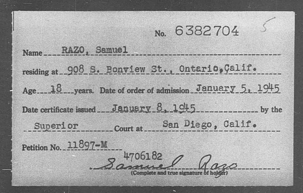 Razo, Samuel - 1945