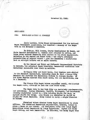 Memorandum from David Niles to Matthew Connelly
