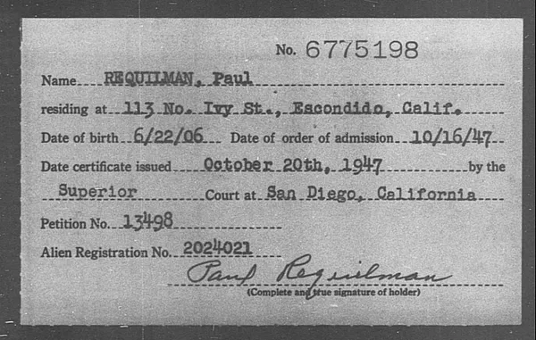 Requilman, Paul - 1947