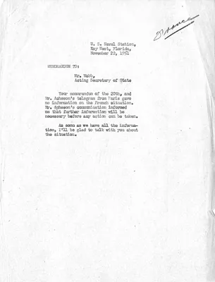 Memorandum from President Harry S. Truman to Acting Secretary of State James Webb, with Attachments