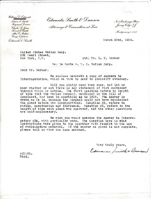 Letters Received to H.H. Barker, March 20, 1934