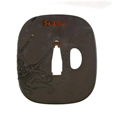 Tsuba with Three Samurai Attacking a Courtier