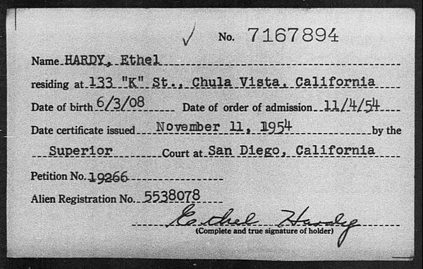 Hardy, Ethel - 1954