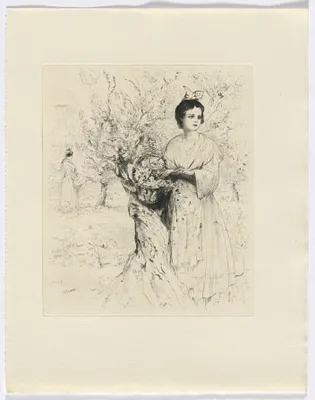 Frédéric Mistral: Mémoires et Recits by Frédéric Mistral: woman outside with a basket of flowers (insert after p. 192)