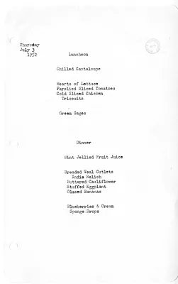 White House Luncheon and Dinner Menu