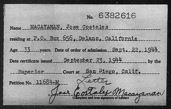 Macayanan, Jose Costales - 1944