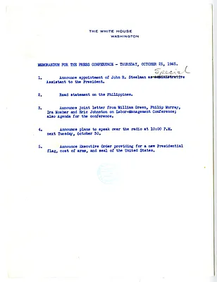 Memorandum for the Press Conference