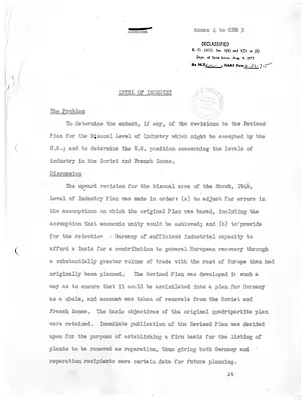 Report, Annex 4 to Council of Foreign Ministers Report 3, Level of Industry