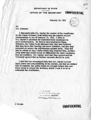 Memorandum from Secretary of State Dean Acheson to U. Alexis Johnson