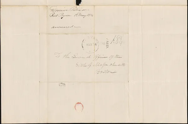 Denison Robinson to George Coffin, 13 May 1834