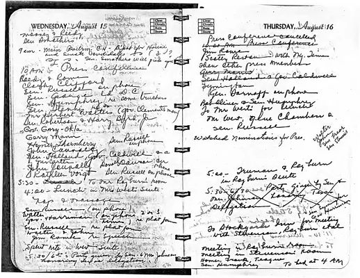 Lyndon Johnson's 1956 Desk Diary III, beginning 8/15/1956