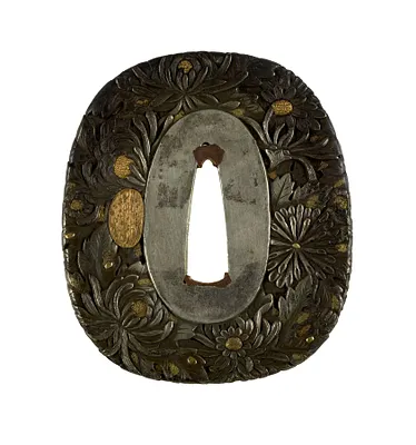 Tsuba with Chrysanthemums