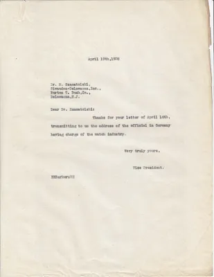 Letters Sent to M. Szamatolski, April 19, 1928
