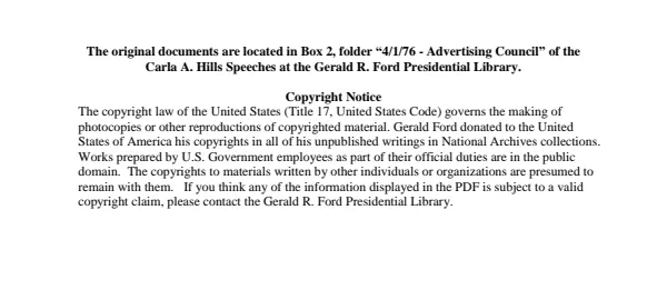 4/1/76 - Advertising Council