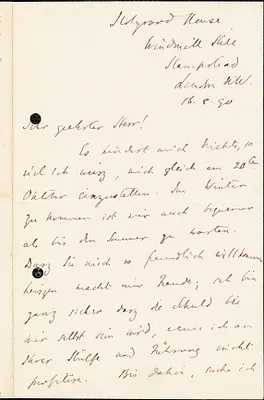 Alexander, Samuel, 1859-1938 autograph letter signed to Hugo Münsterberg, London, 16 August 1890