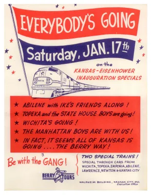 Announcement for the Kansas-Eisenhower Inauguration Special Train