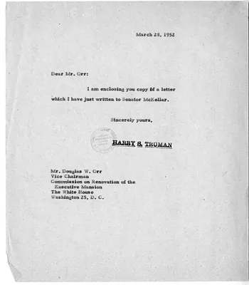 Letter from President Harry S. Truman to Douglas Orr