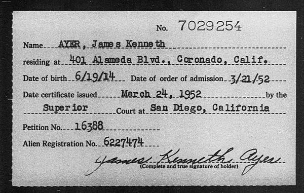 Ayer, James Kenneth - 1952