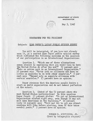 Memorandum from Secretary of State Edward Stettinius to President Harry S. Truman