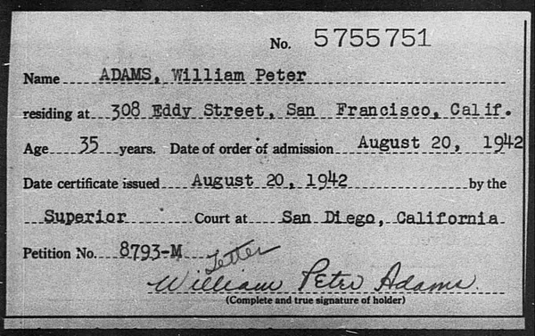 Adams, William Peter - 1942