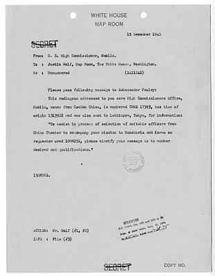 Cable from the High Commissioner of the Philippines to Justin Wolf