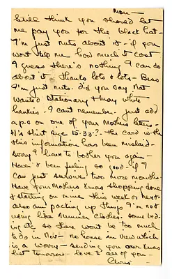 Postcard from Christine Wallace to Bess W. Truman