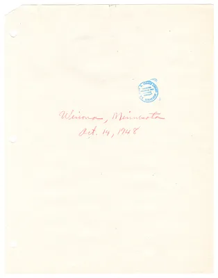 Reading Copy, Speech of President Harry S. Truman, Winona, Minnesota