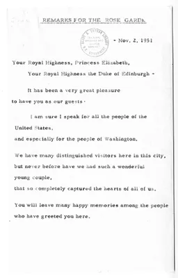 Memorandum, Remarks for the Rose Garden