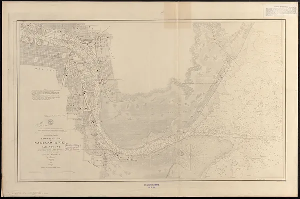 Preliminary chart, lower reach of Saginaw River and bar in front, (Saginaw Bay, Lake Huron)