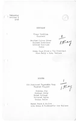White House Luncheon and Dinner Menu