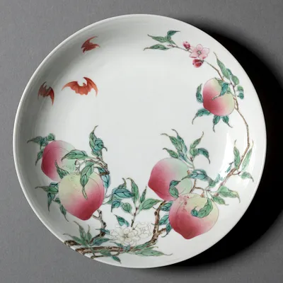 Dish with Bats and Peaches