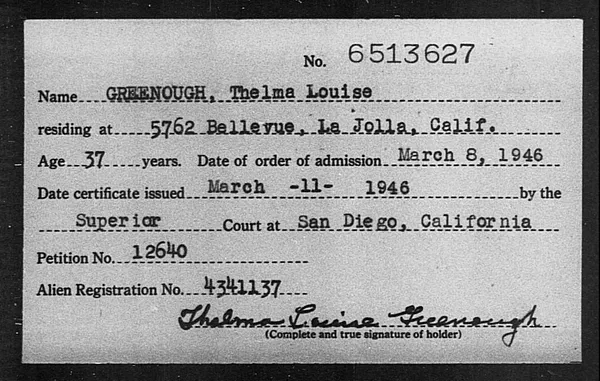 Greenough, Thelma Louise - 1946