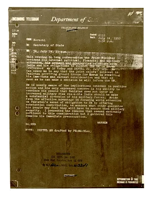 Telegram from Ambassador Avra Warren to Secretary of State Dean Acheson
