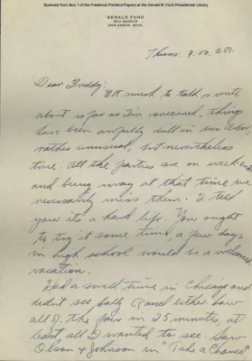 Ford, Gerald R. Letter, 11/02/1933