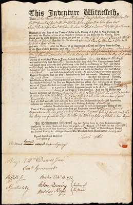 Hannah White indentured to apprentice with Jacob Edes of Boston, 16 October 1772