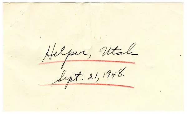 Press Release, Speech of President Harry S. Truman, Helper, Utah