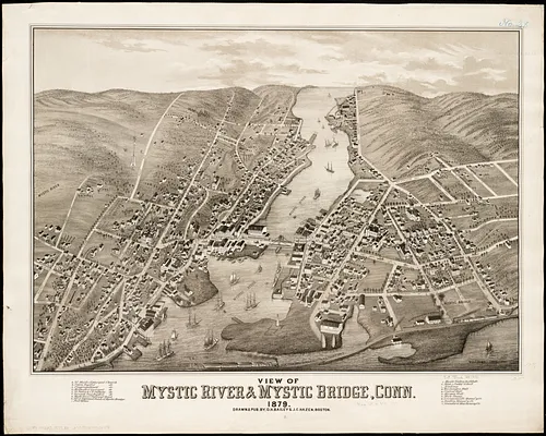 View of Mystic River & Mystic Bridge, Conn. 1879