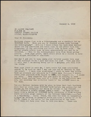 Jeannette Marks autograph letter signed to Aldino Felicani, South Hadley, Mass., January 4, 1929