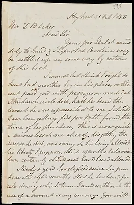James Filor, Key West, Fla., autograph letter signed to Ziba B. Oakes, 25 October 1856