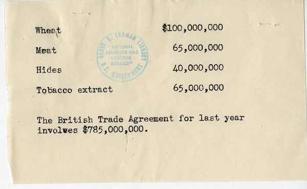 List of Prices, British Trade Agreement Impacts