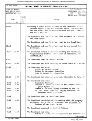 President Gerald R. Ford's Daily Diary, September 26, 1974