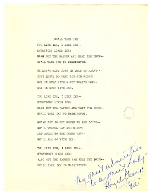 Lyrics for Eisenhower-for-President Commercial