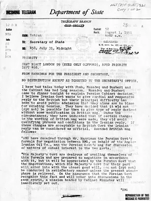 Telegram from Ambassador Henry Grady to Secretary of State Dean Acheson, Number 458